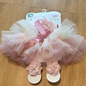 NWT Little Me Blush Tulle Dress with Floral Details